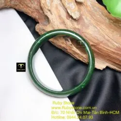 Vòng tay ngọc bích Canada, bản 13mm, ni tay 56mm - Ảnh 4
