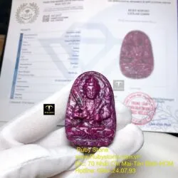 Hư không tạng bồ tát - Phật bản mệnh Ruby Nam Phi, tuổi Sửu-Dần, kích thước 52mm - Ảnh 2