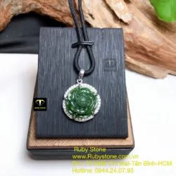 Mặt dây chuyền Hoa mẫu đơn Ngọc bích, bạc 925