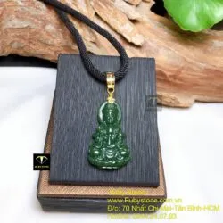 Phật Bà Quan Âm ngọc bích, móc vàng 18k - Hình ảnh 7