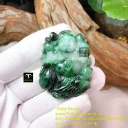 Phật Di Lặc ngọc cẩm thạch sơn thuỷ, kích thước 51mm Phật Di Lặc ngọc cẩm thạch sơn thuỷ, kích thước 51mm