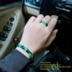 Bộ sản phẩm vòng và nhẫn ngọc cẩm thạch sơn thuỷ Bộ sản phẩm vòng và nhẫn ngọc cẩm thạch sơn thuỷ