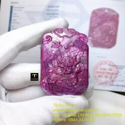 Mặt dây chuyền hoa mẫu đơn Ruby Nam Phi, kích thước 50mm - Ảnh 6