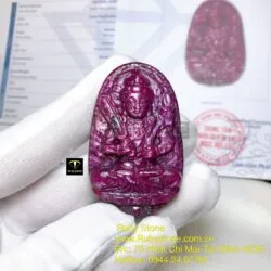 Hư không tạng bồ tát - Phật bản mệnh Ruby Nam Phi, tuổi Sửu-Dần, kích thước 52mm