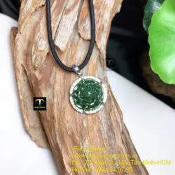 Mặt dây chuyền Hoa mẫu đơn Ngọc bích, bạc 925