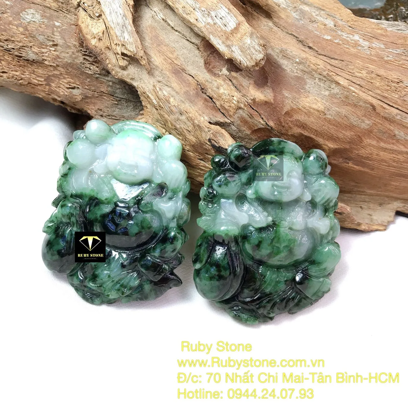 Phật Di Lặc ngọc cẩm thạch sơn thuỷ, kích thước 51mm Phật Di Lặc ngọc cẩm thạch sơn thuỷ, kích thước 51mm