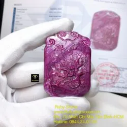 Mặt dây chuyền hoa mẫu đơn Ruby Nam Phi, kích thước 50mm
