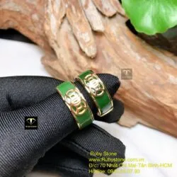Nhẫn cặp ngọc bích Canada xanh đậm, vàng 18k - Ảnh 3
