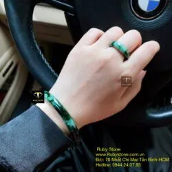 Bộ sản phẩm vòng và nhẫn ngọc cẩm thạch sơn thuỷ Bộ sản phẩm vòng và nhẫn ngọc cẩm thạch sơn thuỷ