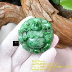 Phật Di Lặc ngọc cẩm thạch sơn thuỷ, kích thước 49mm - Ảnh 4