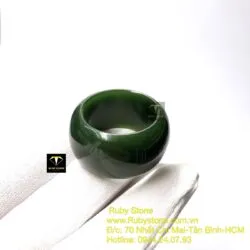 Nhẫn bầu Ngọc bích xanh đậm VIP, bản 15mm