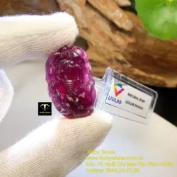 Tỳ hưu Ruby Guinea thiên nhiên màu đỏ tím, KT 33mm - Ảnh 2