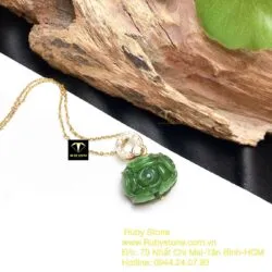 Mặt dây chuyền Hoa mẫu đơn Ngọc bích, vàng 10k