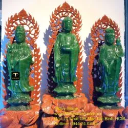 Tam Thế Phật ngọc bích Canada nguyên khối, KT 20cm (ko bao gồm đế gỗ) - Hình ảnh 3