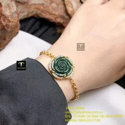 Lắc tay Hoa mẫu đơn Ngọc bích, vàng 18k