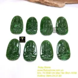 Phật bản mệnh ngọc bích xanh lý, kích thước 37mm - Ảnh 3