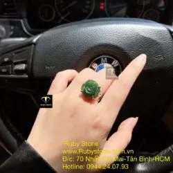 Nhẫn bạc hoa mẫu đơn Ngọc bích Canada