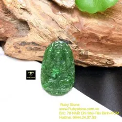 Thiên thủ bồ tát - Phật bản mệnh ngọc bích tuổi Tý, kích thước 37mm - Hình ảnh 3