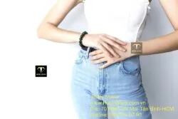 Vòng chuỗi Ngọc bích xanh đậm bông lý 10 ly - Hình ảnh 2