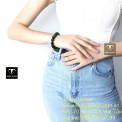 Vòng chuỗi Ngọc bích xanh đậm bông lý 10 ly