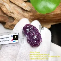 Tỳ hưu Ruby Guinea thiên nhiên màu đỏ tím, KT 33mm - Ảnh 5