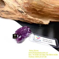 Tỳ hưu Ruby Guinea thiên nhiên màu đỏ tím, KT 33mm - Ảnh 13