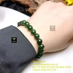 Vòng chuỗi Ngọc bích xanh đậm VIP 8 ly - Ảnh 2