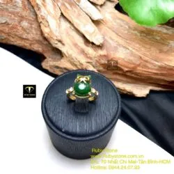Nhẫn túi tiền Ngọc bích, vàng 18k - Hình ảnh 2
