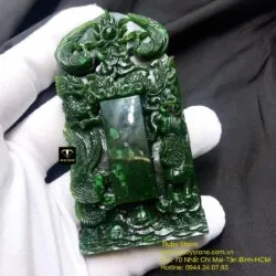 Thẻ bài hầu đồng Ngọc bích, chạm khắc Tứ Linh tinh xảo - Hình ảnh 6