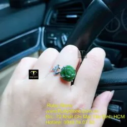 Nhẫn nữ Ngọc bích - thiết kế chữ cái đầu, bạc 925