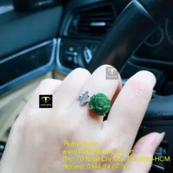 Nhẫn nữ Ngọc bích - thiết kế chữ cái đầu, bạc 925