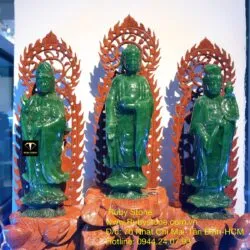 Tam Thế Phật ngọc bích Canada nguyên khối, KT 20cm (ko bao gồm đế gỗ) - Hình ảnh 8