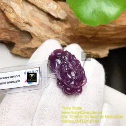 Tỳ hưu Ruby Guinea thiên nhiên màu đỏ tím, KT 33mm - Ảnh 4