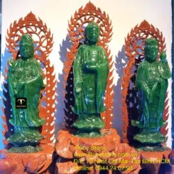 Tam Thế Phật ngọc bích Canada nguyên khối, KT 20cm (ko bao gồm đế gỗ) - Hình ảnh 4