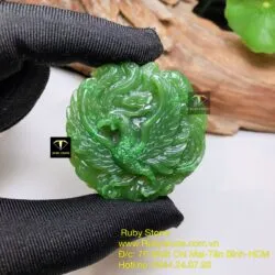 Phượng hoàng Ngọc bích tạc tay tinh xảo, KT 50mm - Hình ảnh 6