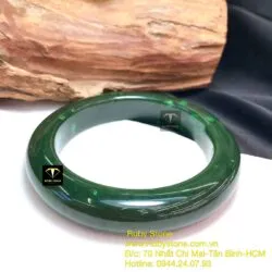 Vòng bản liền Ngọc bích xanh lý, bản 15mm - Ảnh 3