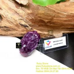 Tỳ hưu Ruby Guinea thiên nhiên màu đỏ tím, KT 33mm - Ảnh 12