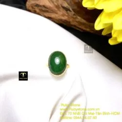 Nhẫn ngọc bích Oval xanh lý, vàng 18k - Ảnh 4