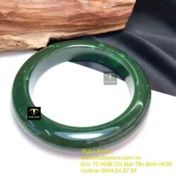Vòng bản liền Ngọc bích xanh lý, bản 15mm - Ảnh 2