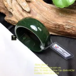 Vòng tay bản liền Ngọc bích xanh lý đậm, bản 23mm