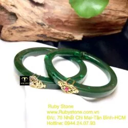 Bộ sản phẩm vòng và nhẫn Ngọc bích, vàng 10k - Hình ảnh 2