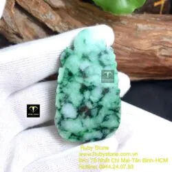 Phật quan thế âm bồ tát ngọc Cẩm thạch sơn thuỷ, KT 58mm - Ảnh 3