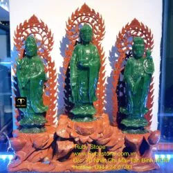 Tam Thế Phật ngọc bích Canada nguyên khối, KT 20cm (ko bao gồm đế gỗ) - Hình ảnh 11