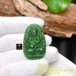 Thiên thủ bồ tát - Phật bản mệnh ngọc bích tuổi Tý, kích thước 37mm - Hình ảnh 5
