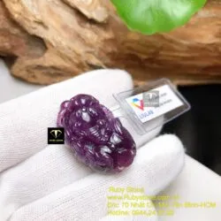 Tỳ hưu Ruby Guinea thiên nhiên màu đỏ tím, KT 33mm - Ảnh 9