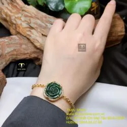 Lắc tay Hoa mẫu đơn Ngọc bích, vàng 18k - Ảnh 4