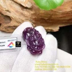 Tỳ hưu Ruby Guinea thiên nhiên màu đỏ tím, KT 33mm