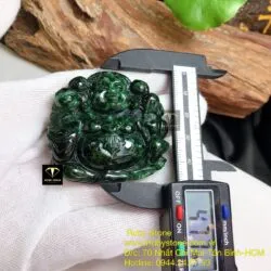 Phật Di Lặc cẩm thạch sơn thuỷ xanh đen, kích thước 47mm - Ảnh 4
