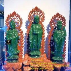 Tam Thế Phật ngọc bích Canada nguyên khối, KT 20cm (ko bao gồm đế gỗ) - Hình ảnh 5