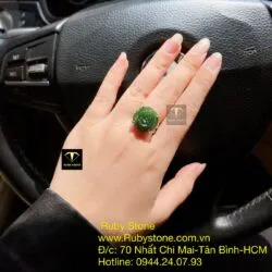 Nhẫn bạc hoa mẫu đơn Ngọc bích Canada